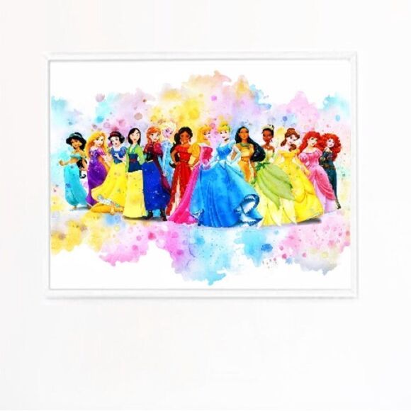 Disney Princesses Watercolor Print - Picture 1 of 5